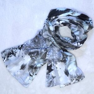 Cynthia Rowley Watercolor Floral Print Oblong Silk Scarf